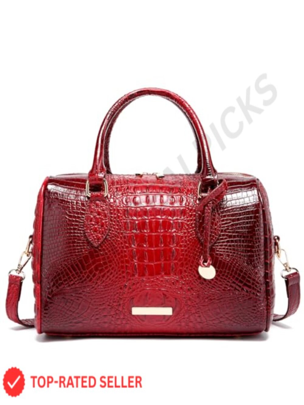 Women's Crocodile Embossed Vegan Leather Satchel Top Handle Crossbody Bag